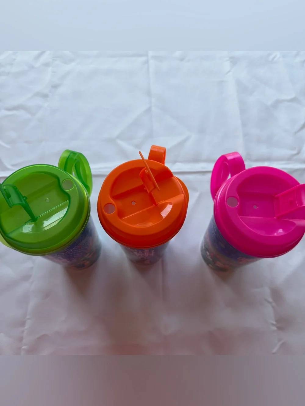 Lot of 3 Walt Disney World Travel Tumbler Green, Orange, Pink Lids 2025